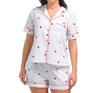 Cupcakes & Cashmere White and Red Heart Pajama Set 100% cotton